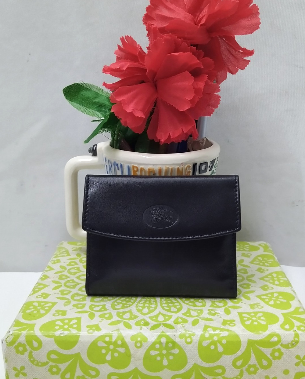 Burberry Dark Brown Leather Credit Card ID Window Trifold Wallet - Vintage